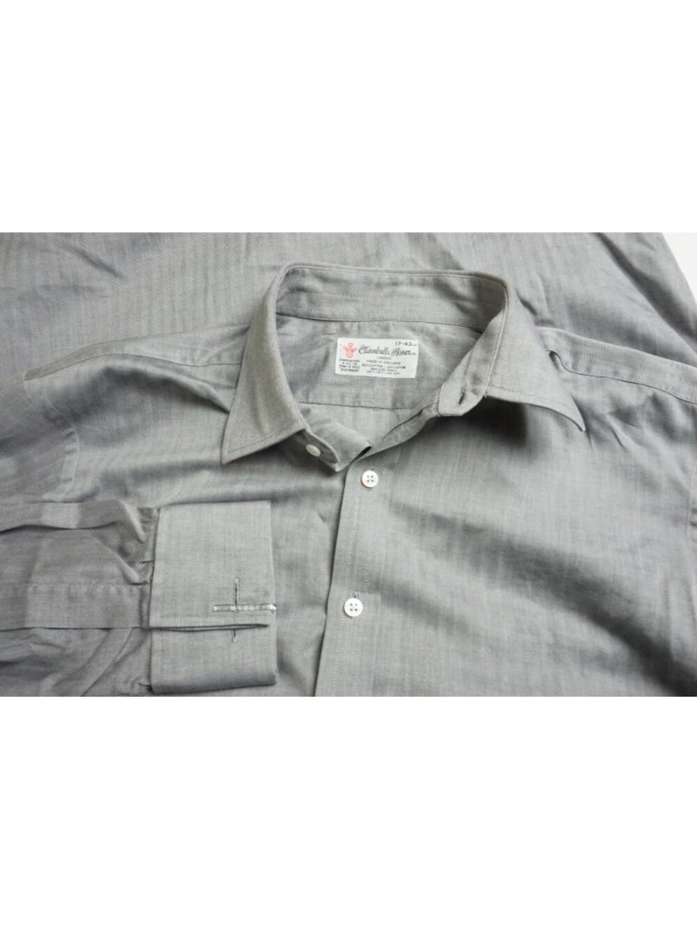 Turnbull & Asser Gray Herringbone Cotton French Cuff Dress Shirt Sz 17